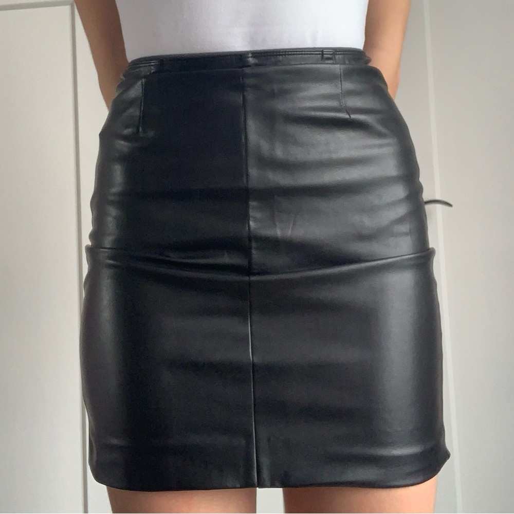 Talula Black Faux Leather Skirt